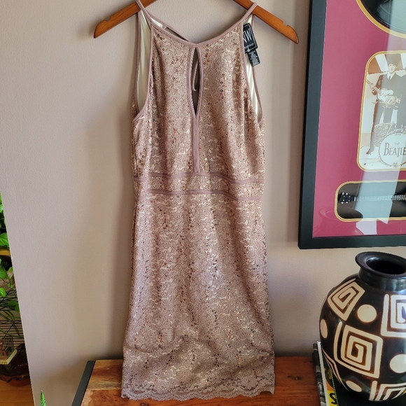 Excellent NW NightWay Black Sequined Lace Cocktail Party Formal Dress Size 10 - Picture 1 of 14